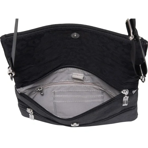 Baggallini Flip Zip Crossbody Bag, Black Cheetah Embossed, NWT - Picture 4 of 6